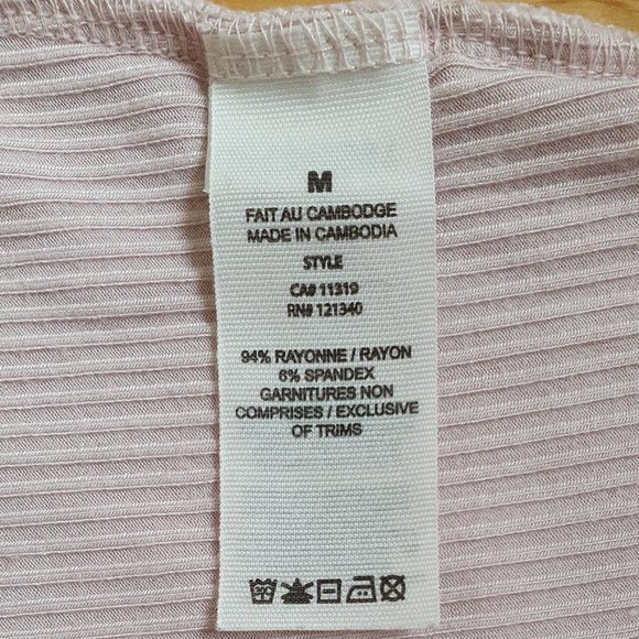 Garage Light Pink Ribbed Cropped Wrap Top - Picture 4 of 4